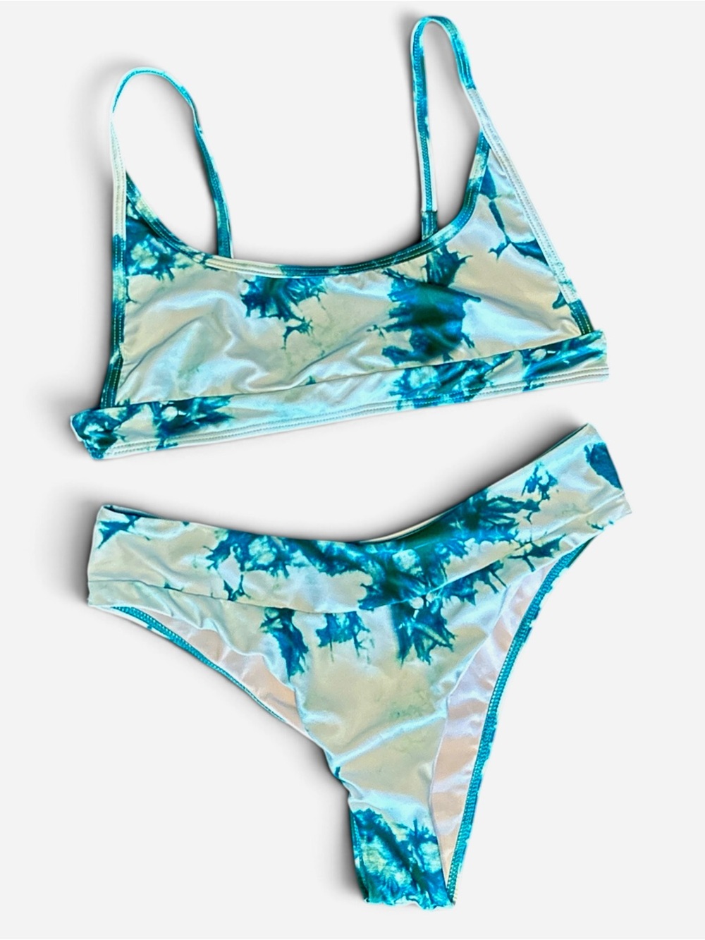 Source Unknown Teal Aqua Tie-Dye Bikini Set
